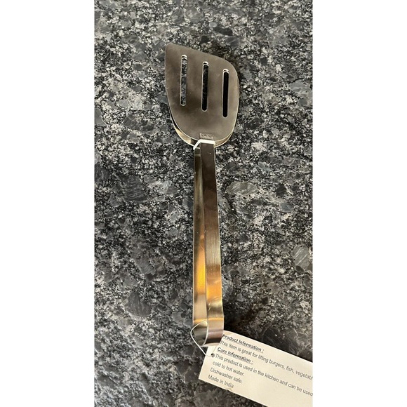 Gold Coast 9 3/4” Stainless Steel Dual Slotted Spatula Tongs - Picture 4 of 5